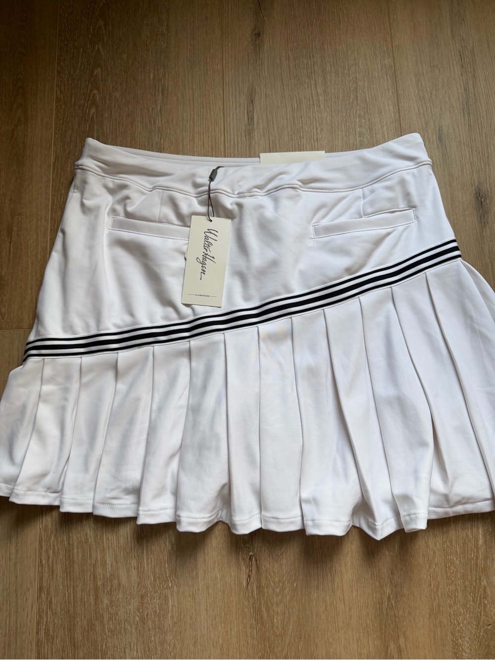 White Pleated Tennis Skirt with Black Stripe - Walter Hagen